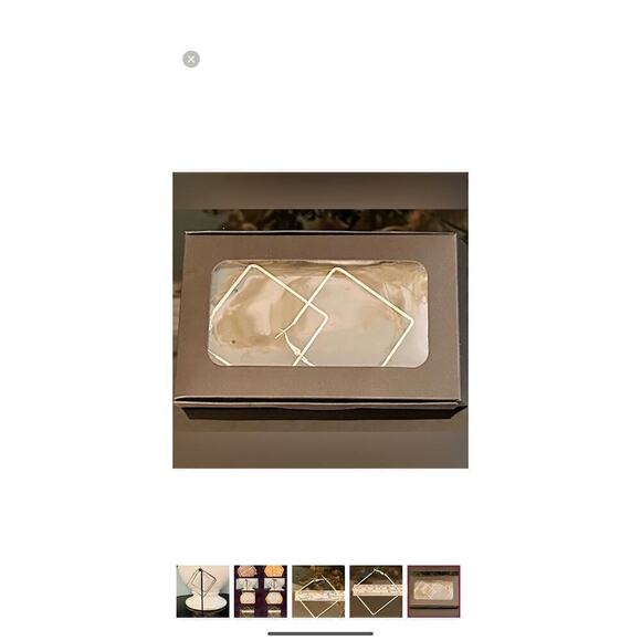 Minimalist Square “Hoop” Silver Tone Earrings - Picture 5 of 5